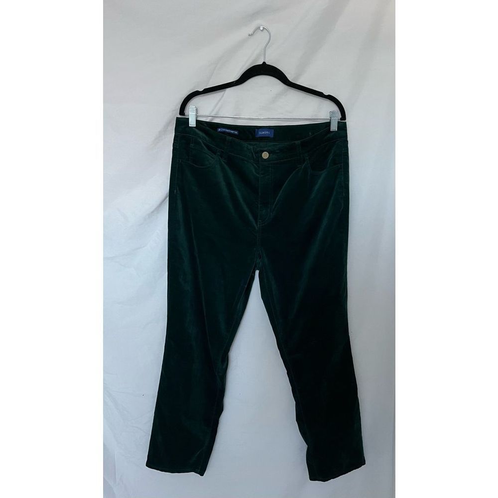 Talbots High Rise Straight Leg Velvet Green Pant